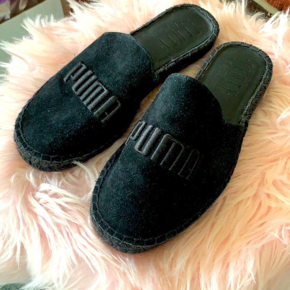 Fenty x Puma Black Espradrille Slides